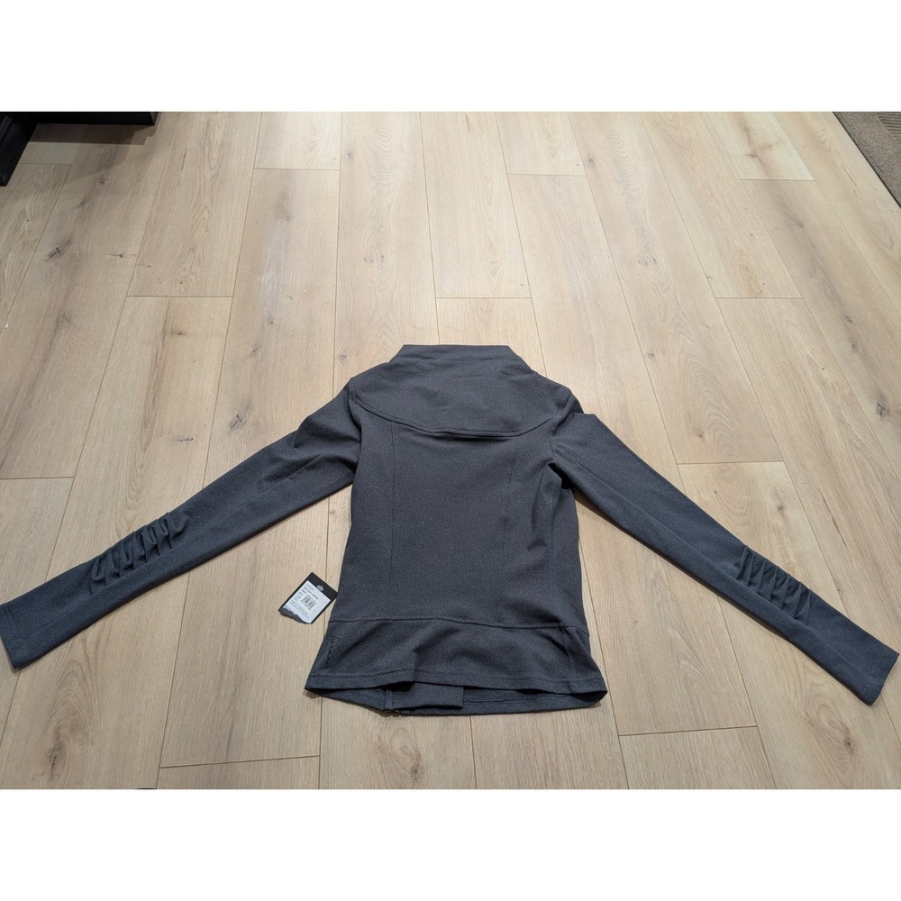 KARMA San Suu Ruffle Small Zip Jacket Dark Gray‎ Workout SWEATSHIRT NEW NWT - Picture 10 of 11